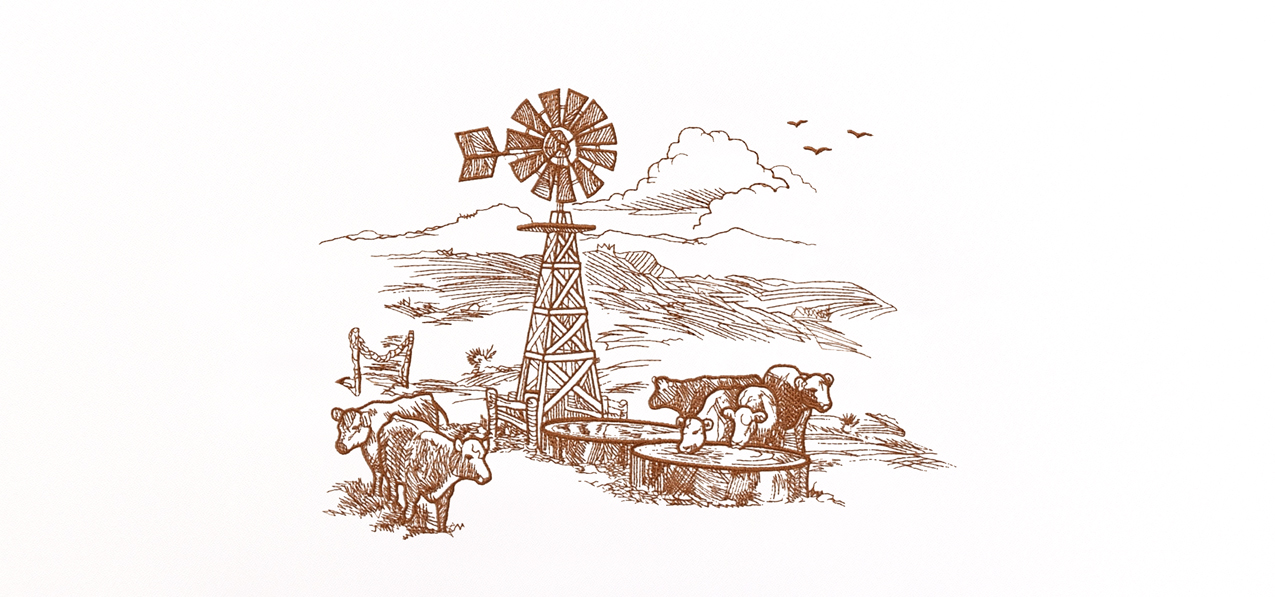 Cattle Scene Bronze-White